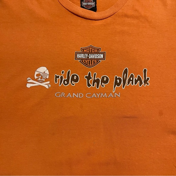 Harley Davidson Men's Orange Ride The Plank Grand Cayman Short Sleeve Shirt 2XL - Picture 4 of 9